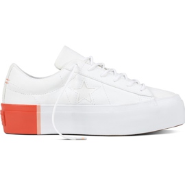 Converse 559904 One Star Platform Colorblock White Bright Poppy białe