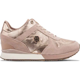 Tommy Hilfiger Camo Metallic Wedge 641 Mahogany Rose fioletowe