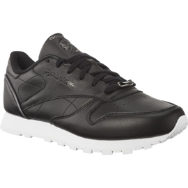 Reebok Classic Leather Hw Black Silver Metallic White czarne