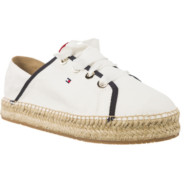 Tommy Hilfiger Metallic Lace Up Espadrille 121 białe