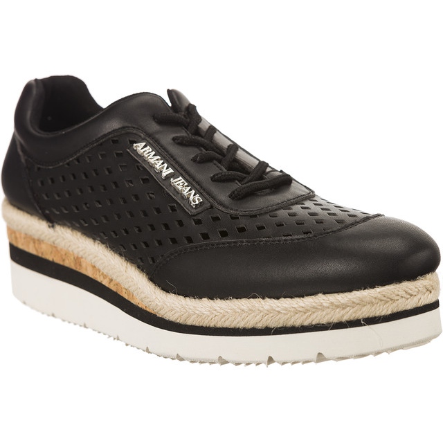 Armani Jeans Woven Scarpa Allacciata czarne