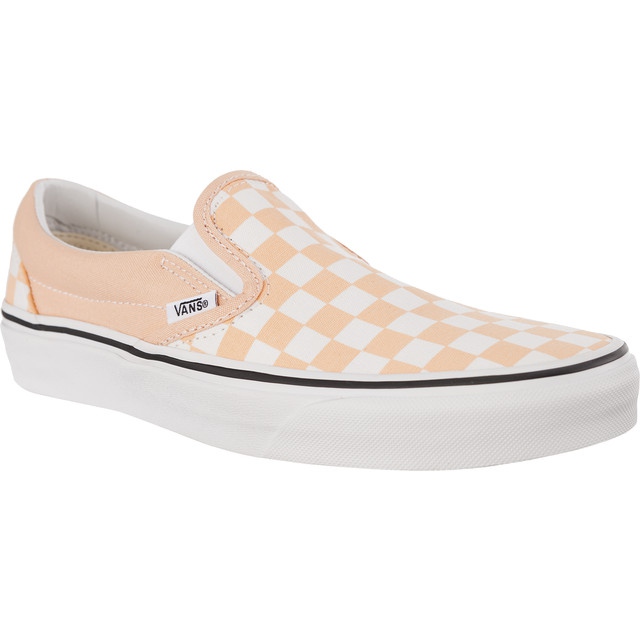 Vans Classic Slip On U77 Checkerboard Bleached Apricot True White białe różowe