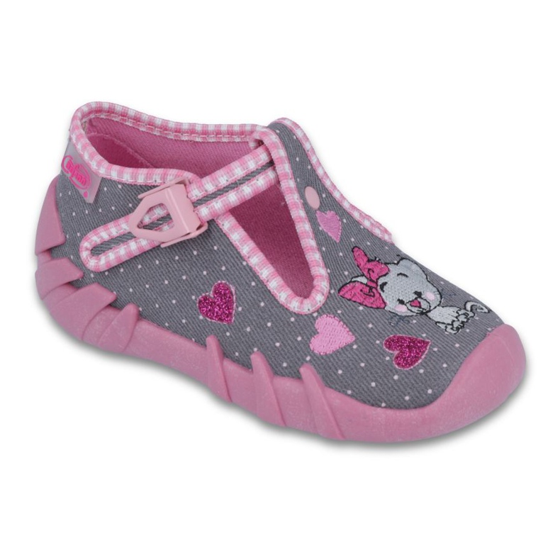 Befado obuwie dziecięce 110P331 szare różowe