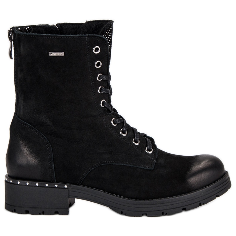 Sznurowane Botki Workery VINCEZA czarne