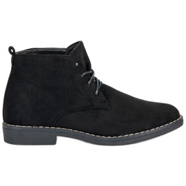 Niskie Wiązane Botki czarne