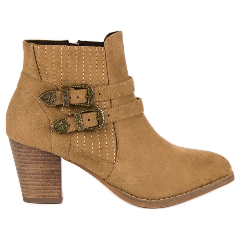 Corina Zamszowe botki na słupku brązowe