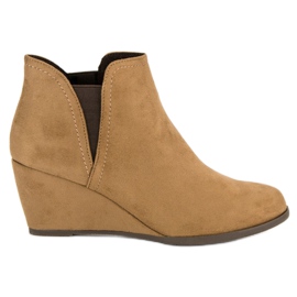 Corina Camelowe botki na koturnie brązowe