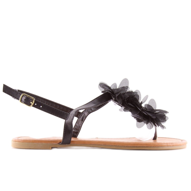 Sandałki z kwiatkami czarne CK36P Black