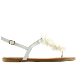 Sandałki z kwiatkami białe CK36P White
