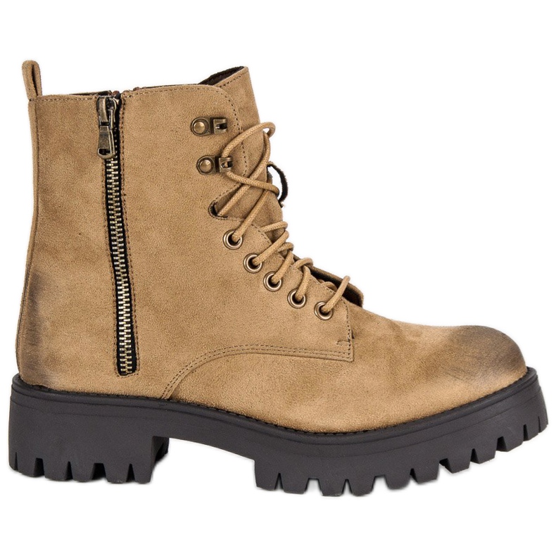 Corina Wiązane zamszowe workery brązowe