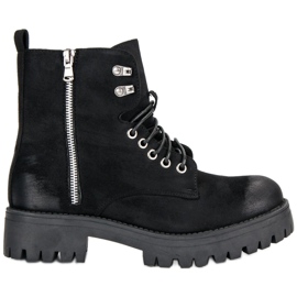 Corina Wiązane zamszowe workery czarne