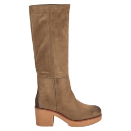 Corina Zamszowe kozaki damskie brązowe