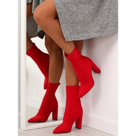 Botki na obcasie neoprenowe czerwone NS028P