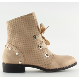 Botki damskie różowe 17018-13 champagne