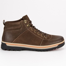 American Club Skórzane buty męskie american brązowe