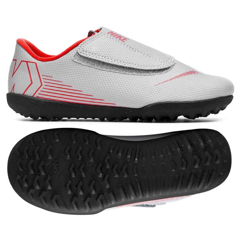 Buty piłkarskie Nike Mercurial Vapor 12 Club Ps Tf Jr AH7357-060 szare szare