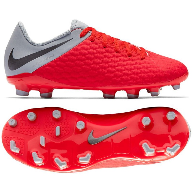Buty piłkarskie Nike Hypervenom Phantom 3Academy Fg Jr AJ4119-600 czerwone pomarańcze i czerwienie
