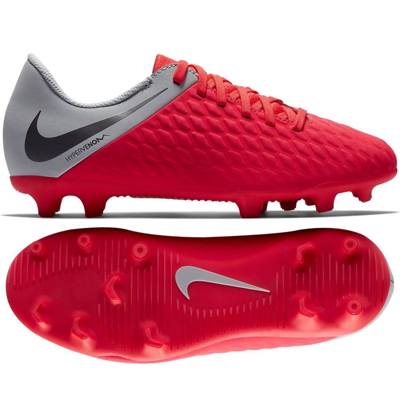 Buty piłkarskie Nike Hypervenom Phantom 3Club Fg Jr AJ4146-600 czerwone wielokolorowe