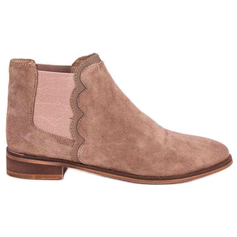 Skórzane Botki Sztyblety brązowe