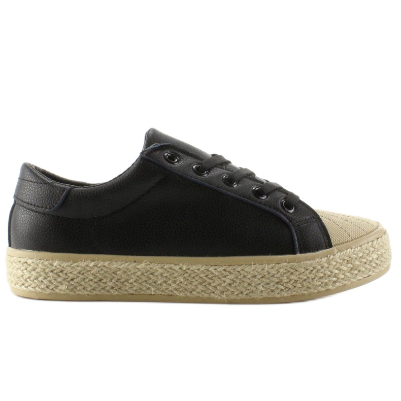 Trampki na lnianej podeszwie NA05P Black czarne