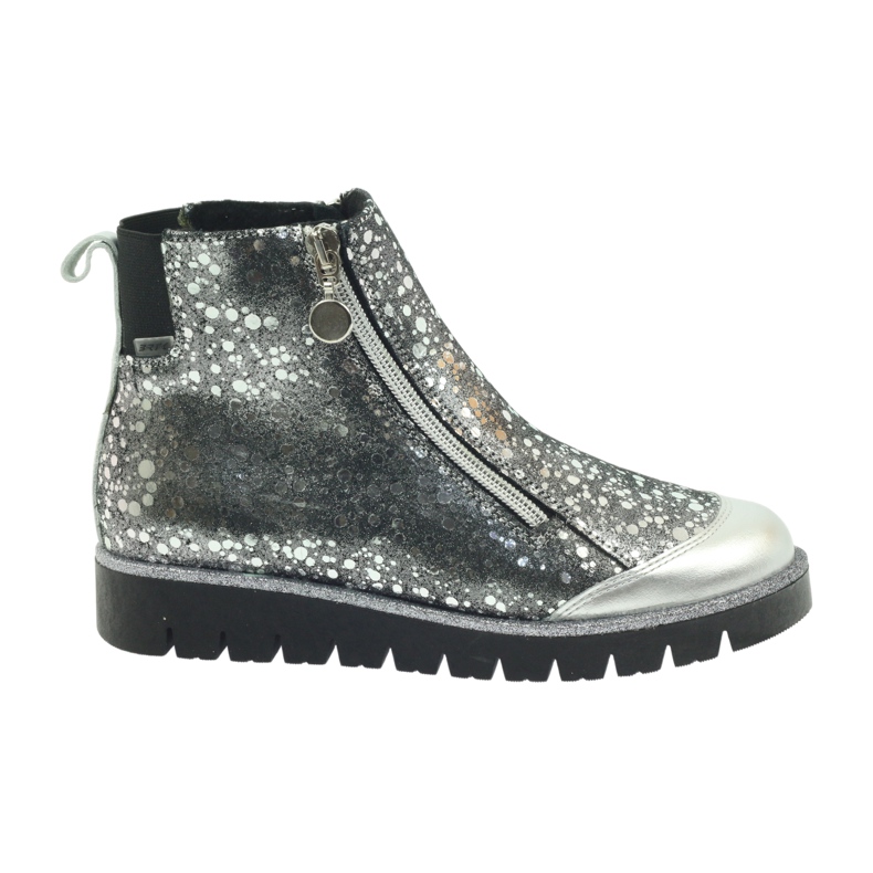 Kozaki botki ocieplane Bartek czarno-srebrn czarne szare