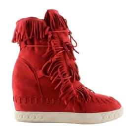Zamszowe sneakers z frędzlami BL-10 Red czerwone