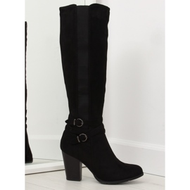 Kozaki na obcasie czarne 103-GG black