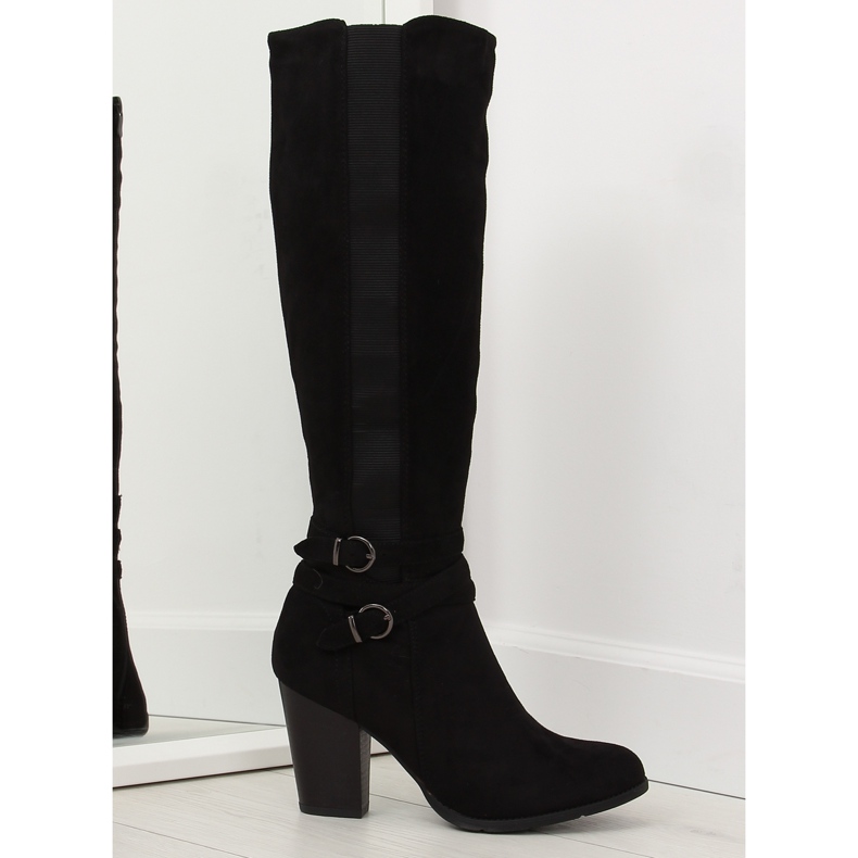 Kozaki na obcasie czarne 103-GG black