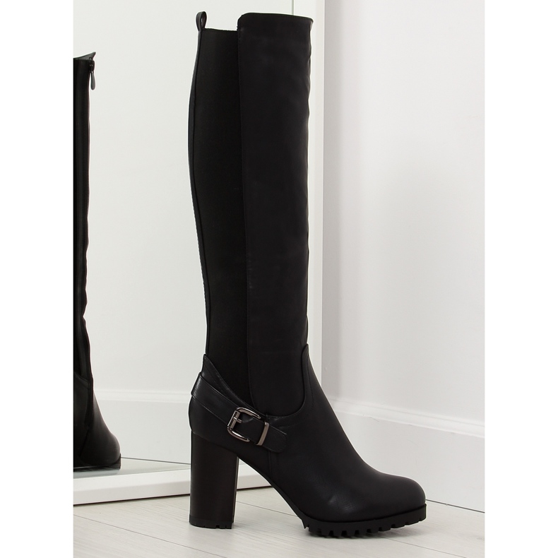 Kozaki na obcasie czarne BM16 Black