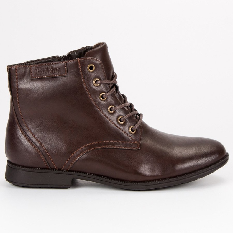 Ocieplane botki na suwak brązowe