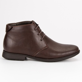 Wiązane botki niskie brązowe