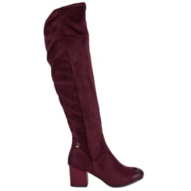 Bordowe Muszkieterki Na Obcasie VINCEZA czerwone