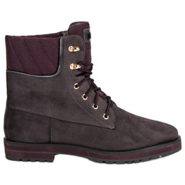 Lucky Shoes Szare zamszowe workery