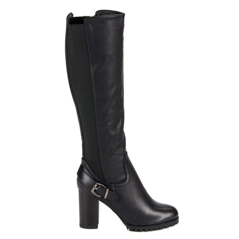 Dopasowane kozaki na słupku czarne