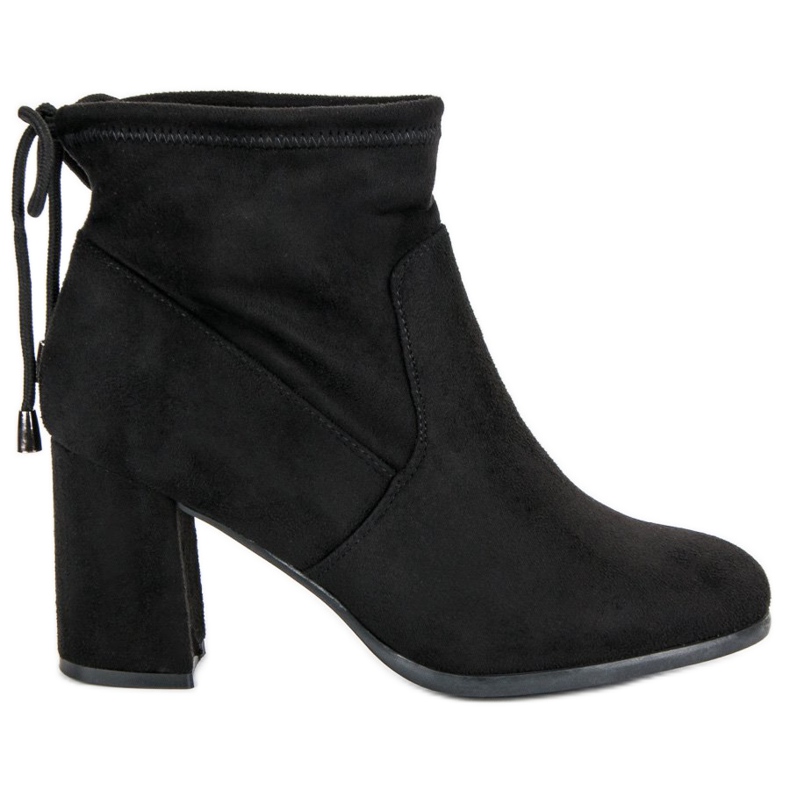 Zamszowe botki na obcasie czarne