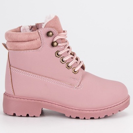 Dziecięce traperki na suwak różowe