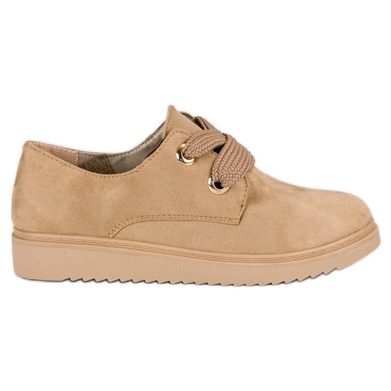 Zamszowe Wiązane Trampki brązowe