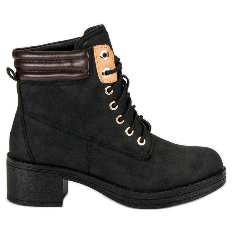 Botki workery na obcasie czarne