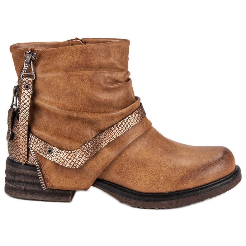 Queentina Camelowe workery brązowe