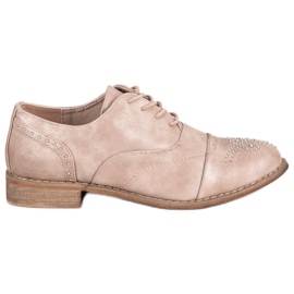 Super Me Modne Wiązane Półbuty różowe