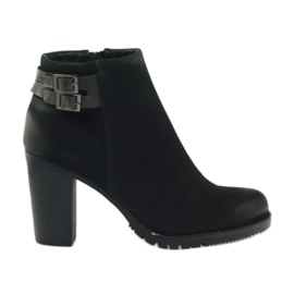 Filippo Botki damskie na obcasie z klamerkami 8255 czarne