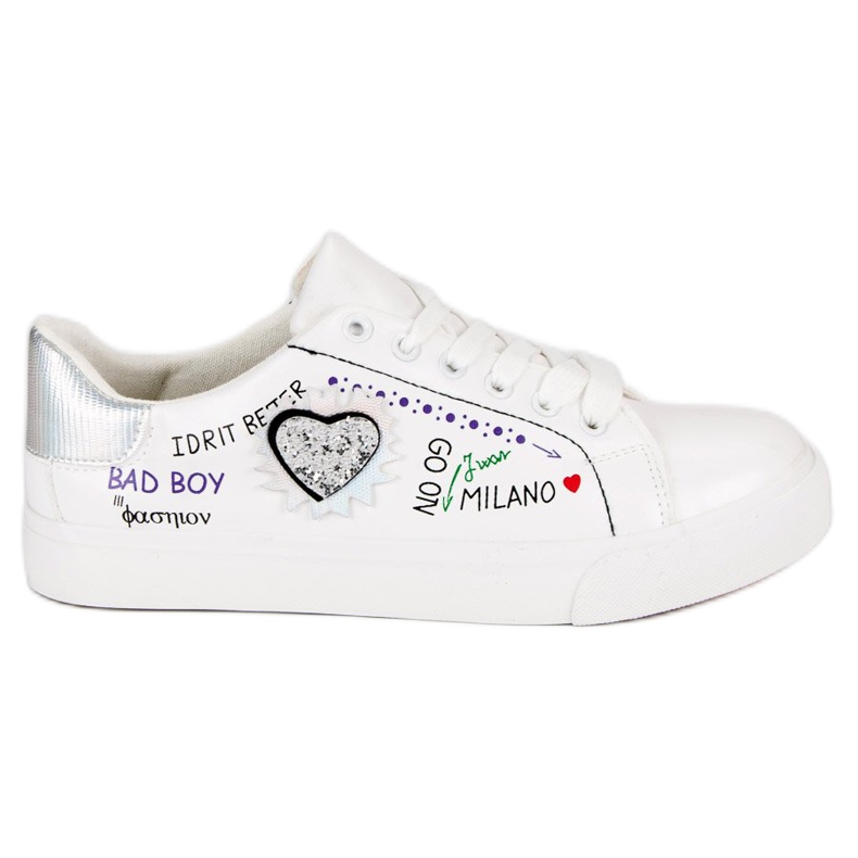 Białe trampki z printem szare