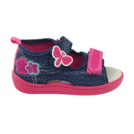 American Club American buty dziecięce sandałki motylki wkładka skórzana różowe granatowe