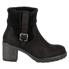 Seastar Zamszowe Botki Na Obcasie czarne