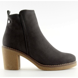 Botki na obcasie szare 7B670 Grey