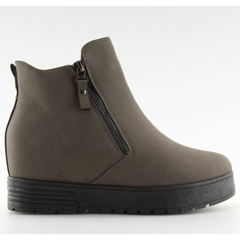 Botki na ukrytym koturnie szare SJ657 Dark Grey