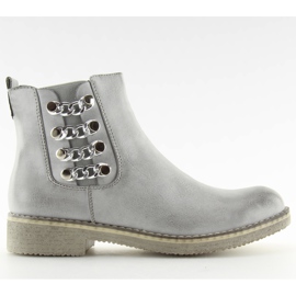 Botki damskie sztyblety szare F2333 grey