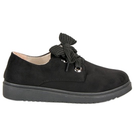Zamszowe wiązane trampki czarne