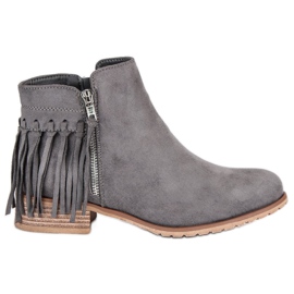 Kayla Zamszowe botki boho szare