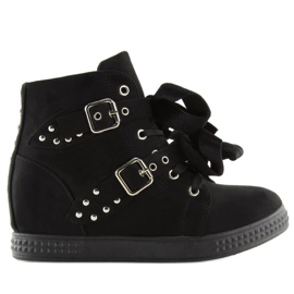 Botki na ukrytym koturnie czarne 7-X8029A Black